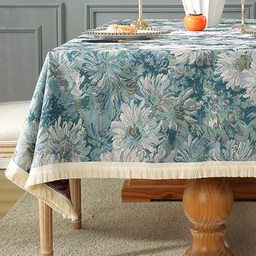 Retro-Bohemian-Tischdecke mit geometrischem Blumenmuster, rechteckige Tischdecke, Tischdekoration für Partys, Tischüberzug Retro-Bohemian-Tischdecke mit geometrischem Blumenmuster, rechteckige Tischdecke, Tischdekoration für Partys, Tischüberzug von Brand-dashcos
