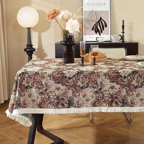 Retro-Bohemian-Tischdecke mit geometrischem Blumenmuster, rechteckige Tischdecke, Tischdekoration für Partys, Tischüberzug Retro-Bohemian-Tischdecke mit geometrischem Blumenmuster, rechteckige Tischdecke, Tischdekoration für Partys, Tischüberzug von Brand-dashcos