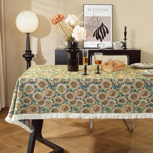 Retro-Bohemian-Tischdecke mit geometrischem Blumenmuster, rechteckige Tischdecke, Tischdekoration für Partys, Tischüberzug Retro-Bohemian-Tischdecke mit geometrischem Blumenmuster, rechteckige Tischdecke, Tischdekoration für Partys, Tischüberzug von Brand-dashcos