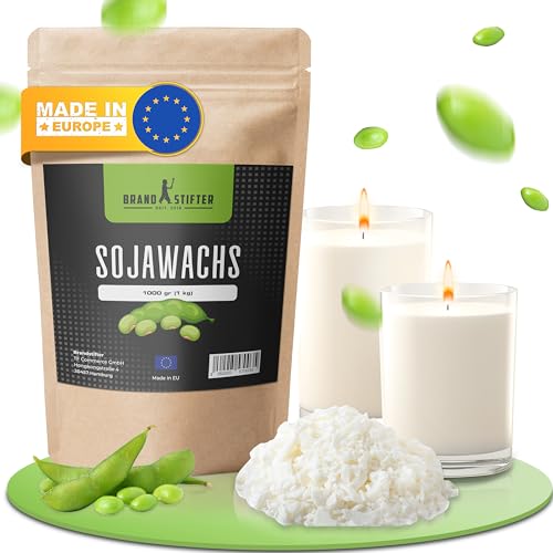 Brand stifter Premium Sojawachs 1 kg / 2 kg / 5 kg zum Kerzen Gießen. Veganes Kerzenwachs Premium Soja Wachs Wachsgranulat weiß Wachsplättchen Pastillenform Kerzenherstellung 1kg 2kg 5kg von Brand stifter