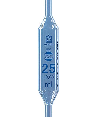 Vollpipette, USP, BLAUBRAND, Klasse AS, DE-M gekennz. 25 ml, 1 Marke, blau grad., DIN EN ISO 648, AR-GLAS von Brand