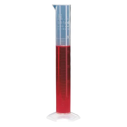 Brand Polypropylen Messzylinder, Hohe Form, Klasse B, Erhabene Graduierung, 100 ml Kapazität, 1 ml Teilung, 250 mm Höhe, 10 Stück von Brand