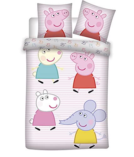Bettwäsche-Set Peppa Pig, Bettbezug 140 x 200 cm Kissenbezug 65 x 65 cm, 100% Baumwolle… von BrandMac ApS