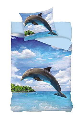 Dolphin Bettwäsche-Set Baumwolle, Bettbezug 135x200 cm + Kissenbezug 80x80 cm von BrandMac ApS