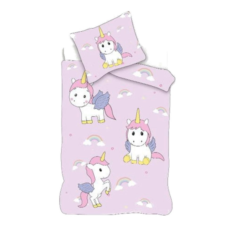 BrandMac Babybettwäsche Einhorn Baby-Bettwäsche 100 x 135 cm, Rosa, 100 % Baumwolle von BrandMac
