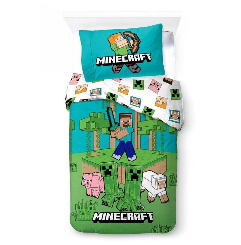 BrandMac Bettwäsche Minecraft - Wende-Bettwäsche-Set, Gaming 135x200 & 80x80, Baumwolle, 100% Baumwolle BrandMac Bettwäsche Minecraft - Wende-Bettwäsche-Set, Gaming 135x200 & 80x80, Baumwolle, 100% Baumwolle von BrandMac