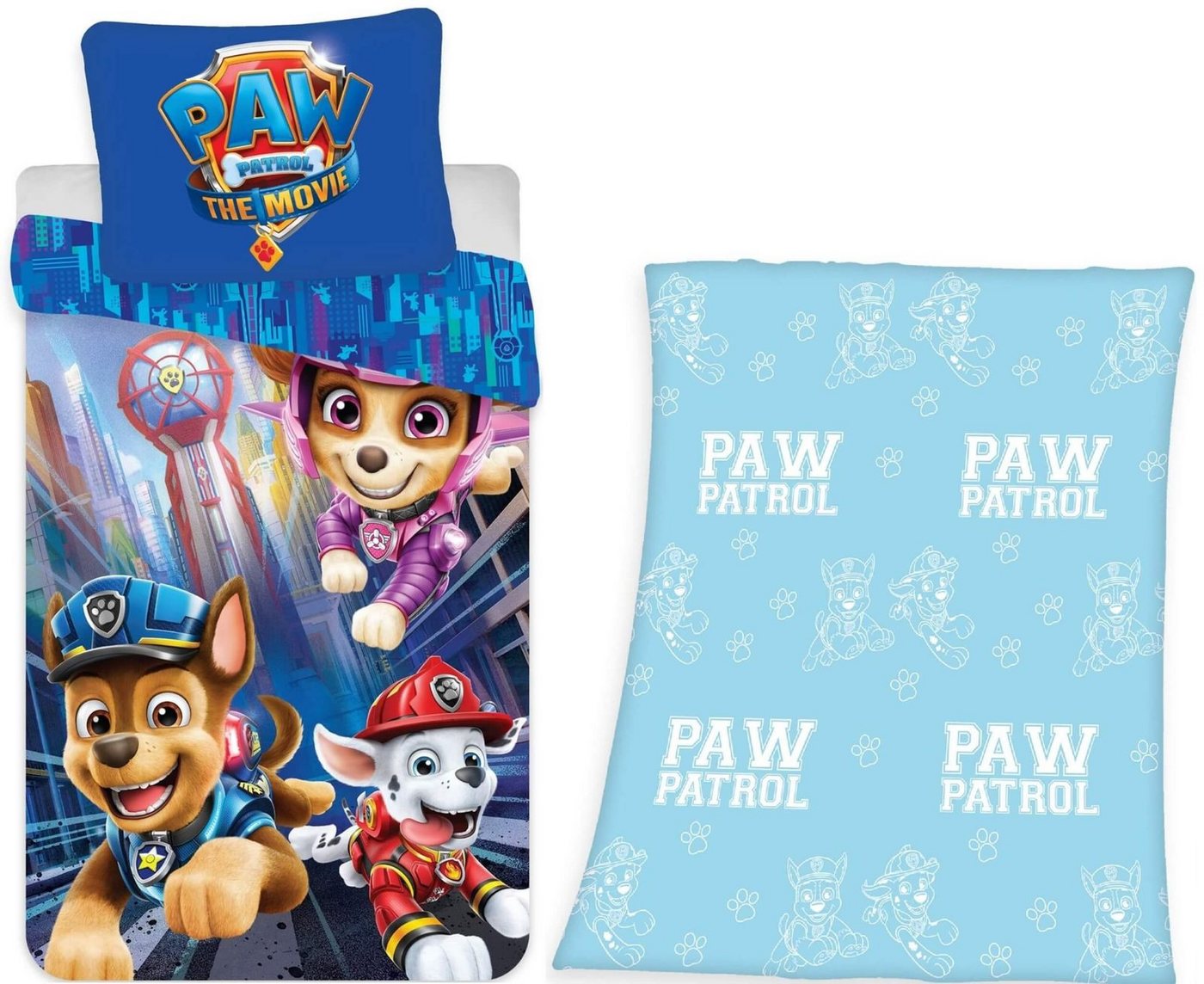 BrandMac Bettwäsche PAW Patrol Movie - Bettwäsche-Set, 135x200 - Fleecedecke GLOW, 130x160, Baumwolle, 100% Baumwolle von BrandMac