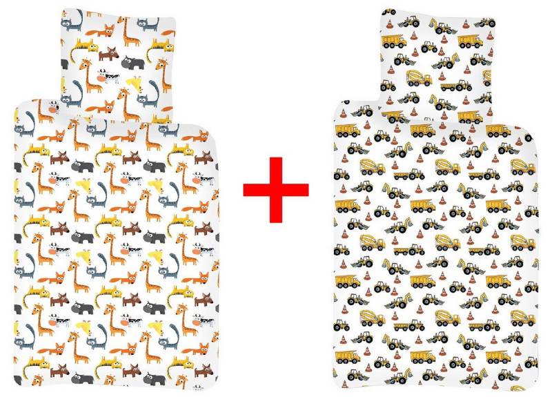 BrandMac Kinderbettwäsche Babybettwäsche Hund Katze Traktoren LKW 100x135cm 2er-Set, Renforcé, 2 teilig, langlebiges und leichtes Material BrandMac Kinderbettwäsche Babybettwäsche Hund Katze Traktoren LKW 100x135cm 2er-Set, Renforcé, 2 teilig, langlebiges und leichtes Material von BrandMac