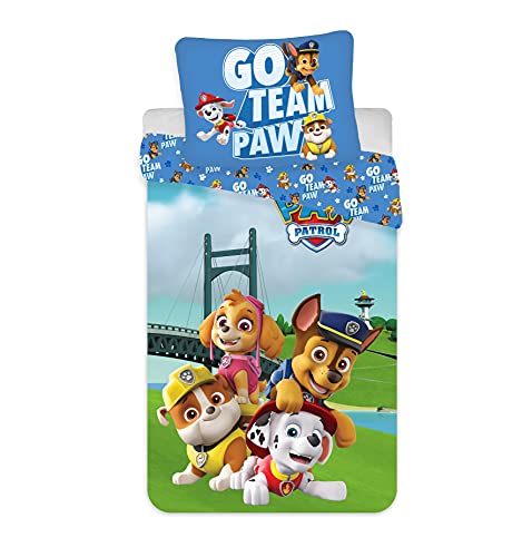 BrandMac Paw Patrol Bettwäsche 135x200 80x80 „Go Team PAW“ – 100% Baumwolle - Kinderbettwäsche zum Wenden von Paw Patrol mit Kopfkissen- und Bettdeckenbezug BrandMac Paw Patrol Bettwäsche 135x200 80x80 „Go Team PAW“ – 100% Baumwolle - Kinderbettwäsche zum Wenden von Paw Patrol mit Kopfkissen- und Bettdeckenbezug von BrandMac