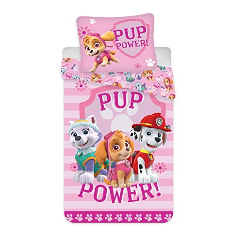 BrandMac Paw Patrol Skye, Marshall und Everest Bettwäsche-Set, Bettbezug 135x200 + Kissenbezug 80x80 cm, Baumwolle von BrandMac