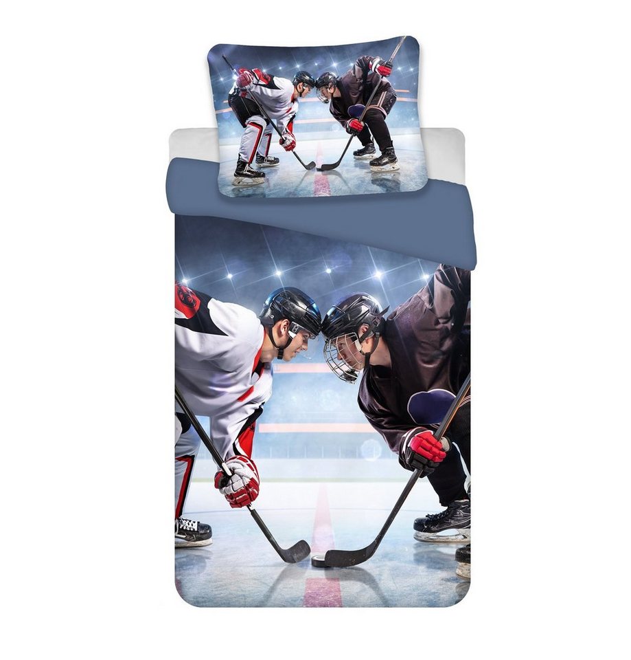 Kinderbettwäsche Bettwäsche Hockey Eishockey Kissenbezug 80 x 80 cm und Bettbezug 135 x 200 cm, BrandMac von BrandMac