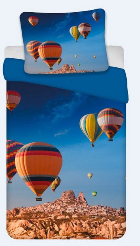Kinderbettwäsche Bettwäsche Set mit Ballon 135 x 200 cm 80 x 80 cm 100% Baumwolle, BrandMac von BrandMac