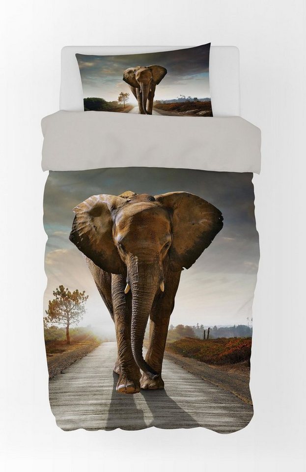 Kinderbettwäsche Bettwäsche Set mit Elefant 135x200 cm (80x80 cm), BrandMac von BrandMac