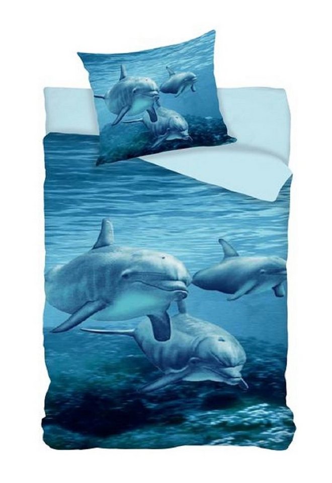 Kinderbettwäsche Delphin Bettwäsche Set Delfin 2tlg. 135x200 cm 100% Baumwolle, BrandMac von BrandMac