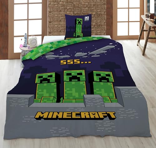 Minecraft Creeper Wende Bettwäsche Set 2 TLG. 135 x 200 cm 80 x 80cm von BrandMac