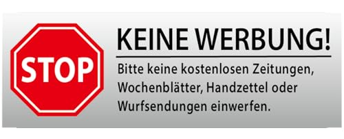 1 x Brandengel® Keine Werbung Aufkleber - Schild grau schattiert Folie (Stop Bitte Keine Kostenlose Zeitung, Flyer, Handzettel, Wurfsendungen, Wochenblätter, Werbung) für den Briefkasten - 1 Stück von Brandengel