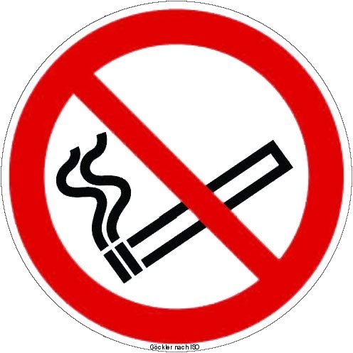 Brandengel® Hochwertiges Schild Rauchen Verboten Symbol Schild Folie selbstklebend 200 x 200 mm + UV Schutz Warnzeichen auch f.Außen Verbotszeichen Rauchen Nicht erlaub Zigaretten nicht ISO 7010 /P002 von Brandengel