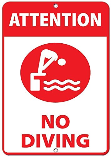 Brandless Attention No Diving ActivityPool Blechschild Metall Poster Vintage Kunst Schild Schilder Hof Garten Tür Cafe Pub Toilette von Brandless