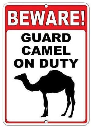 Brandless Beware! Guard Camel Blechschild Metall Poster Vintage Kunst Schild Schilder Hof Garten Tür Cafe Pub Toilette von Brandless