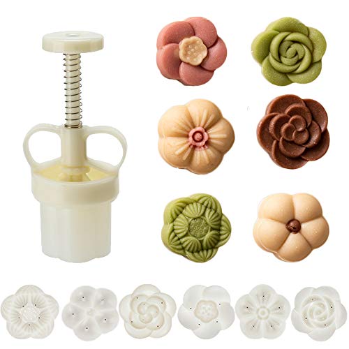 Cookie Stamp 6 Stück 50g Moon Cake Mould Set, Dicke einstellbar Mid Autumn Festival DIY Handpresse Ausstecher Dessert Gebäck Dekoration Tool Moon Cake Maker von Brandless