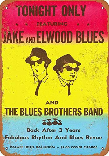 The Blues Brothers Gig Blechschild Retro Blech Metall Schilder Poster Deko Vintage Kunst Türschilder Schild Warnung Hof Garten Cafe Toilette Club Geschenk von Brandless