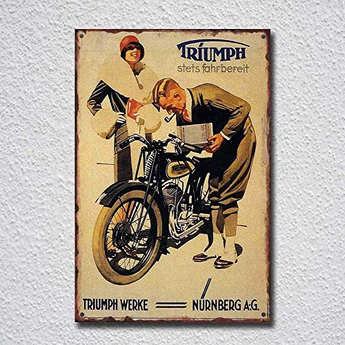 Triumph Motorcycle Stets Fahrbereit Blechschild Retro Metall Wanddekor Tin Zeichen Vintage Plaque Wandaufkleber Geschenk Yard Bar Pub Cafe Home Decor von Brandless