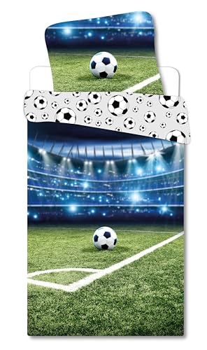 Brandmac Bettwäsche Fußball Stadium, 100 % Baumwolle, Bettbezug 140 x 200 cm + Kissenbezug 65 x 65 cm von BrandMac