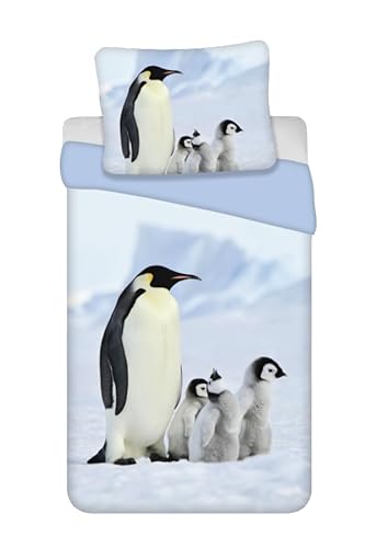 Bettwäsche Pinguine, 100 % Baumwolle, Bettbezug 140 x 200 cm + Kissenbezug 65 x 65 cm, Pinguine von Brandmac