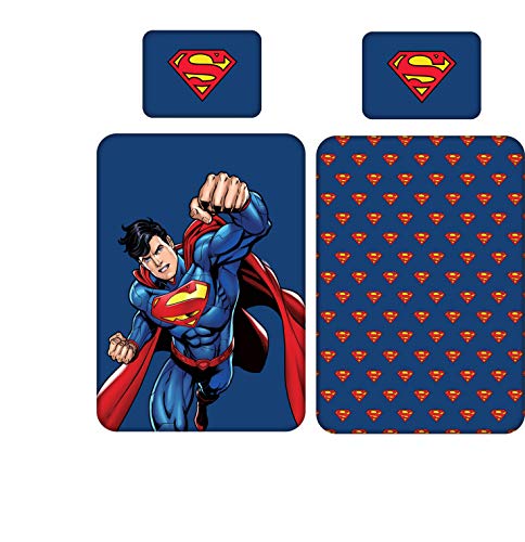 Superman, Bettwäsche, 200 cm x 135 cm, 80 cm x 80 cm, Deutsche Standardgröße, 100% Baumwolle, Schadstoffgeprüft Öko Tex 100 von Brandmac