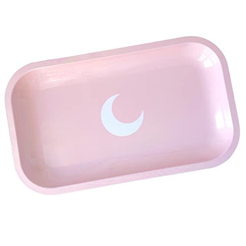 Brando Moon Medium Metal Tray Pink - Leichte gekrümmte Kanten und Glatte Oberfläche - 10,5 x 6,25 Zoll von Brando Moon