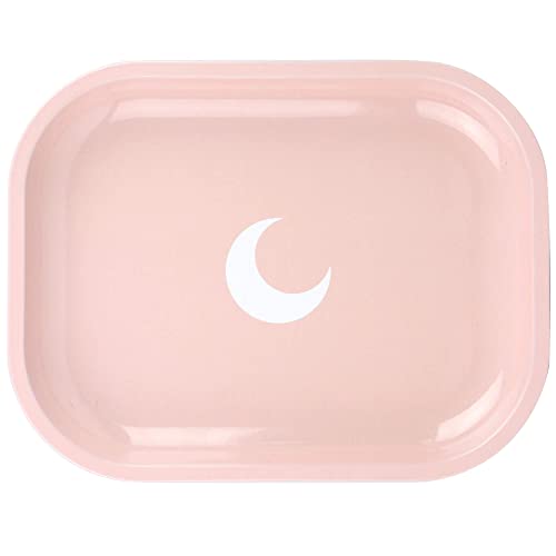 Metallschale Kleiner rosa leichter Tablett - gekrümmte Kanten und glatte Oberfläche - 5,5 x 7 Zoll - Reisen von Brando Moon
