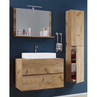 Badezimmer Möbel Holzoptik zur Wandmontage (dreiteilig) von Brandolf