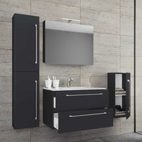 Badezimmer-Set schwarz in modernem Design 150 cm hoch (vierteilig) von Brandolf