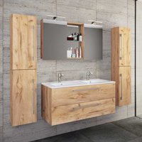 Badezimmermöbel Set Honig-Wildeiche in modernem Design 46 cm tief (vierteilig) von Brandolf
