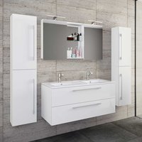 Badezimmermöbel Set weiss Hochglanz in modernem Design 150 cm hoch (vierteilig) von Brandolf