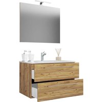 Badezimmermöbelset mit Spiegel in modernem Design 46 cm tief (zweiteilig) von Brandolf