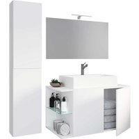 Badezimmerset weiss modern mit LED Beleuchtung die Wandmontage (dreiteilig) von Brandolf