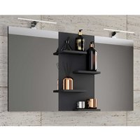 Badezimmerspiegel modern in Schwarz optional mit Aufbauleuchten von Brandolf