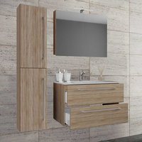 Badmöbelset Wandmontage modern in Sonoma-Eiche 46 cm tief (dreiteilig) von Brandolf