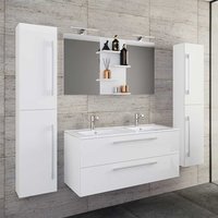 Badmöbelset weiss Hochglanzfront 150 cm hoch inklusive Becken (vierteilig) von Brandolf