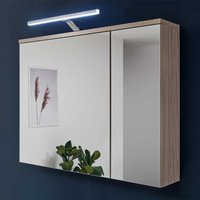 Badschrank Spiegel mit LED Beleuchtung Korpus Eichefarben von Brandolf