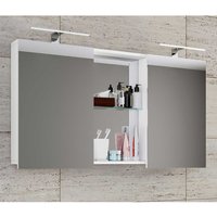 Badschrank Spiegel weiss modern 112 cm breit Drehtüren von Brandolf
