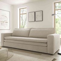 Couch mit Schlaffunktion in Beige Cord 244 cm breit - Dreisitzer von Brandolf