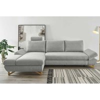 Eck Couch Stoff Silbergrau im Skandi Design Vierfußgestell aus Holz von Brandolf