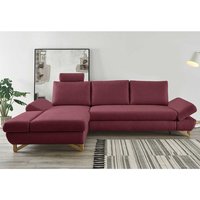 Ecksofa Bordeaux Velours 284 cm breit Schlaffunktion & Bettkasten von Brandolf