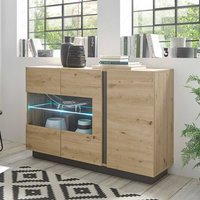 Esszimmer Sideboard in Wildeiche Optik und Dunkelgrau 3 türig mit Dämpfung von Brandolf