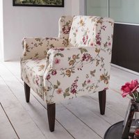 Esstisch Sessel Landhaus im Vintage Look Cremeweiß und Bunt geblümt von Brandolf