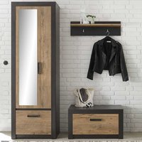 Garderobe in Schwarz und Kastanie Holzoptik komplett (dreiteilig) von Brandolf