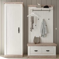 Garderoben Kombination im Landhausstil Weiß und Piniefarben (dreiteilig) von Brandolf