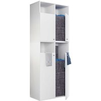 Großer Wäscheschrank weiß 184 cm hoch - 80 cm breit vier Drehtüren von Brandolf